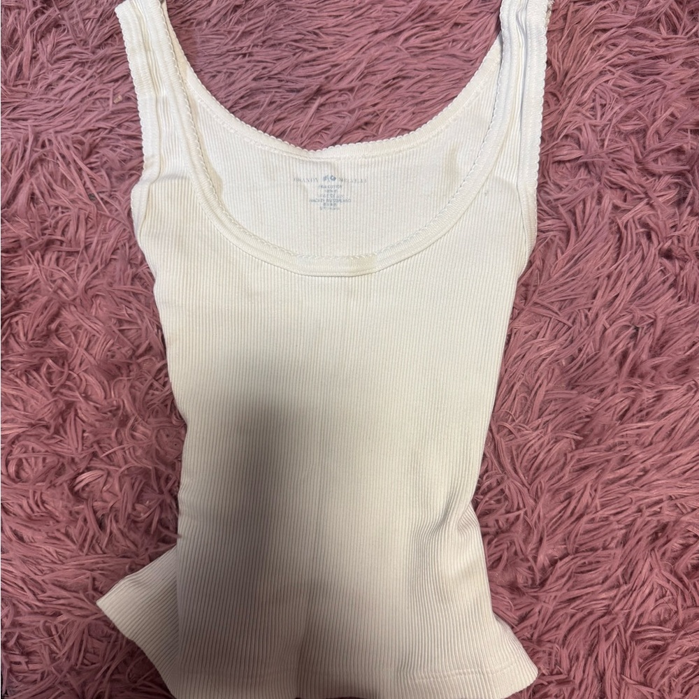 Brandy Melville Cream Ribbed Scoop Tank